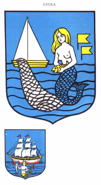 Dwie wersje herbu Ustki